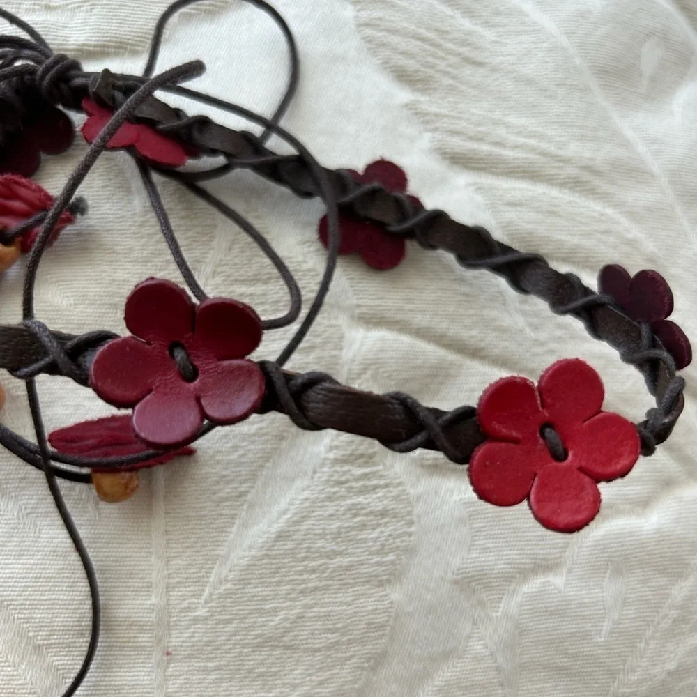Genuine Leather Handmade Handcrafted Mini Floral Boho Headband